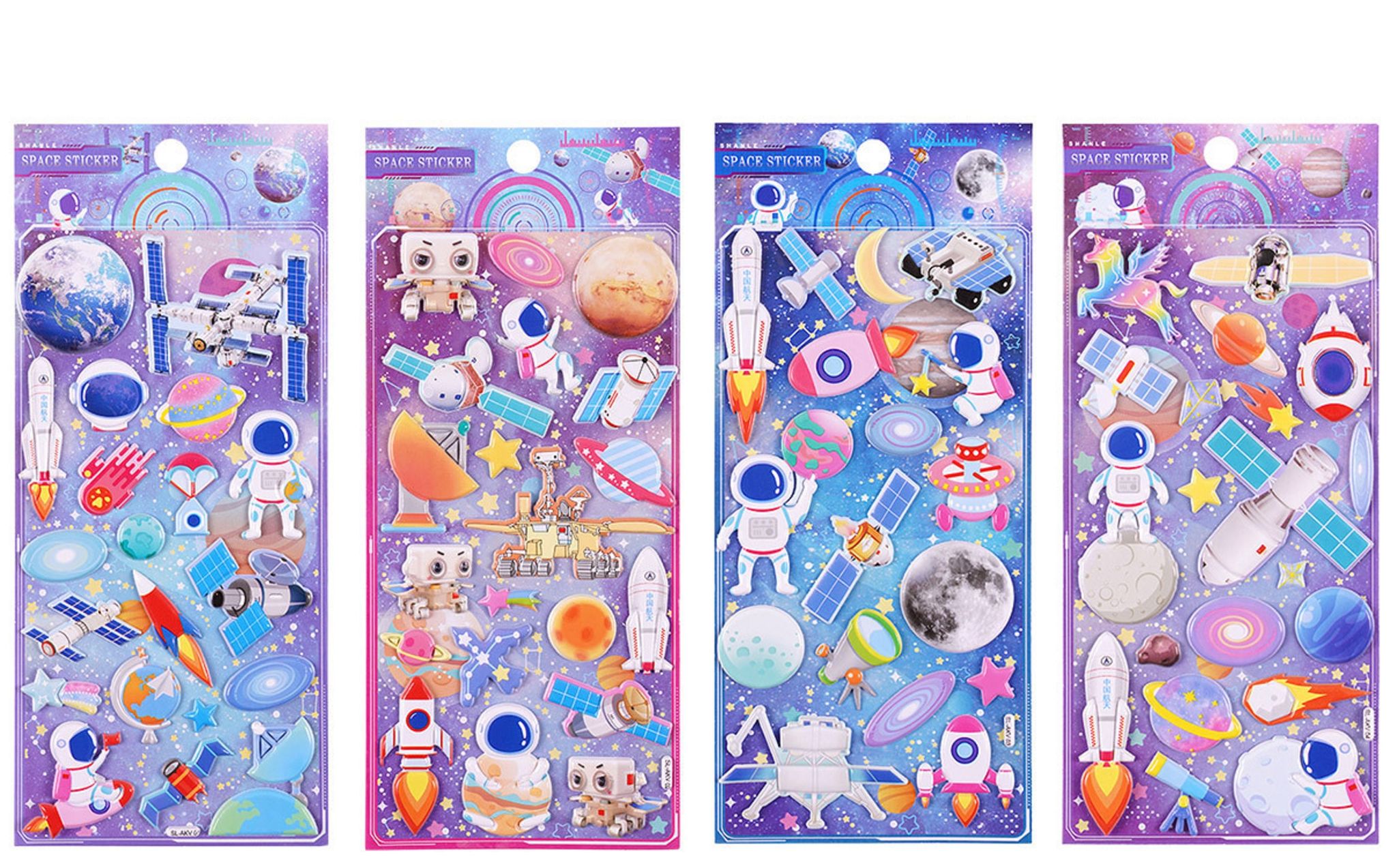 KTRS ENTERPRISE flash music space space foam stickers astronaut bubble stickers Children Baby reward cartoon stickers (Pack of 4)