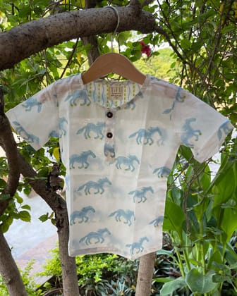 Casual kid wear with Dynamic Horse Print by Aagaaz Jaipur