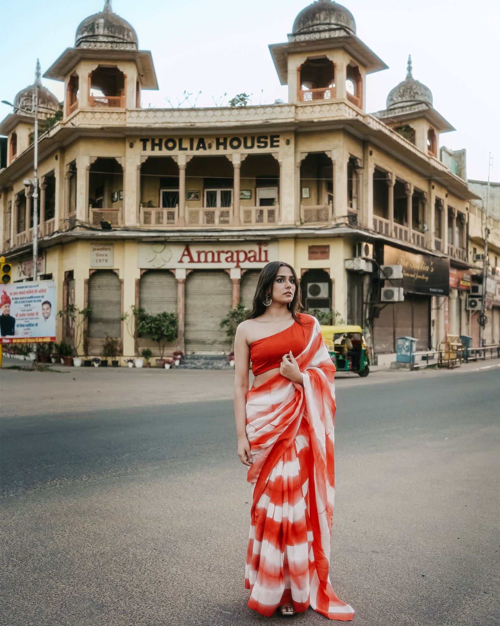 Vibrant Red Surkh Saree by Aagaaz Jaipur