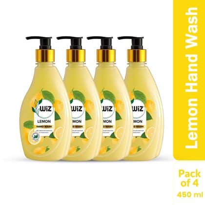 Wiz Lemon Handwash 450ml Dispenser Bottle (Pack of 4)