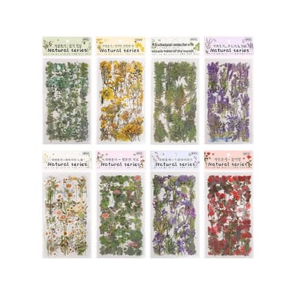 KTRS Enterprise Transparent Pressed Flower Stickers, Dried Resin Flowers Stickers Plant Stickers for Scrapbooking DIY Diary Art Craft Planner Bottles Laptops Phone Cases Decorations (Pack of 8)