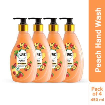 Wiz Peach Handwash 450ml Dispenser Bottle (Pack of 4)