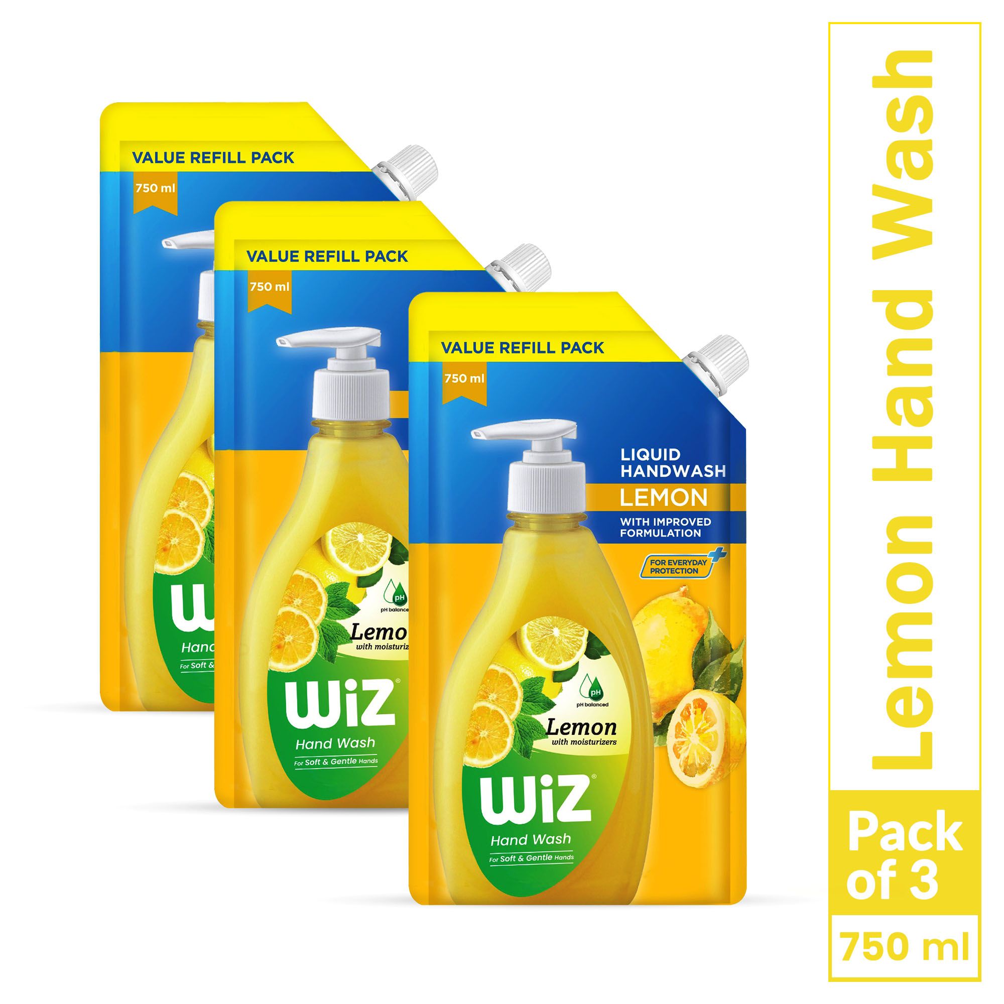 Wiz Lemon Handwash 750ml Refill Pouch (Pack of 3)