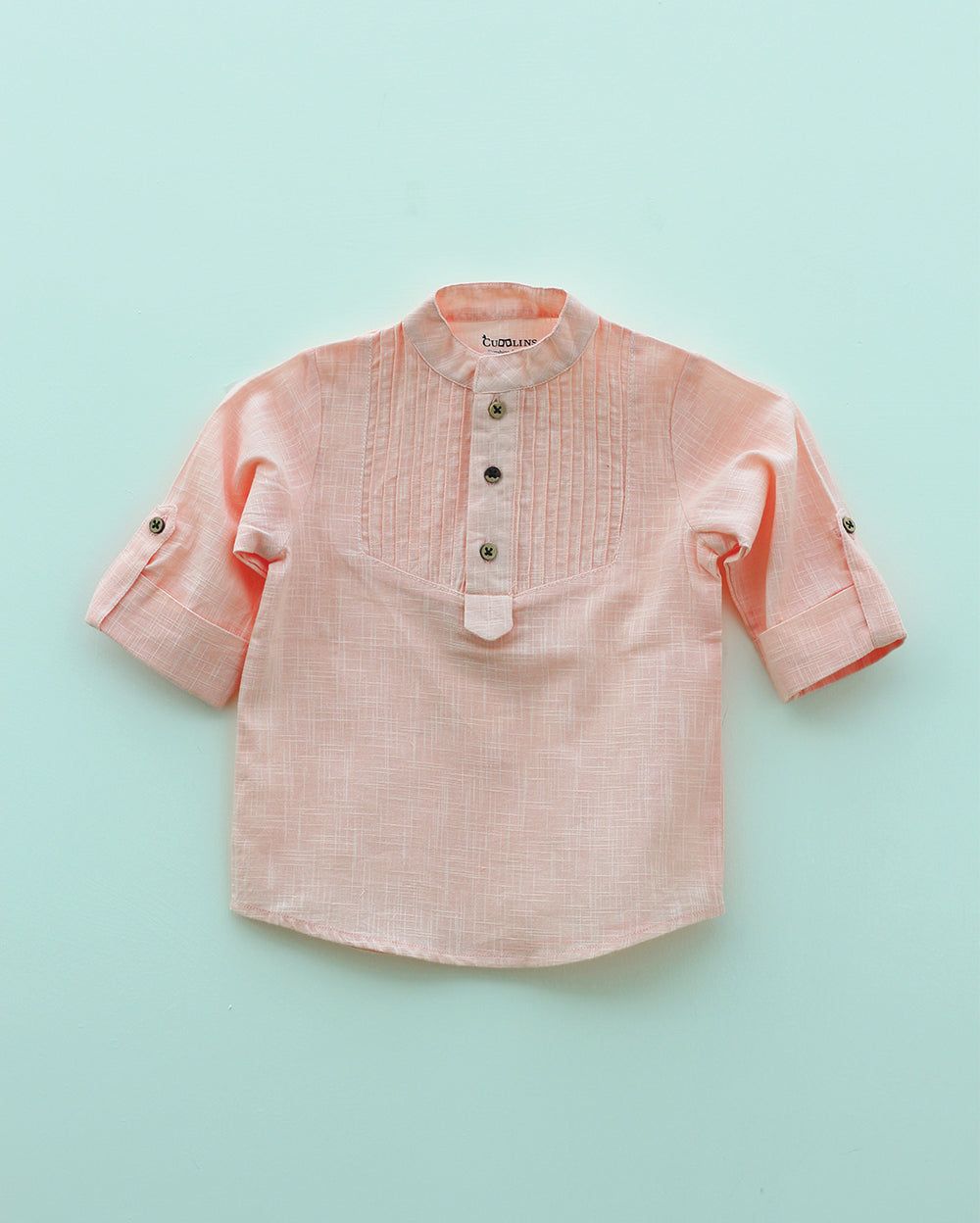 Soft Rose-Hued Pintuck Shirt