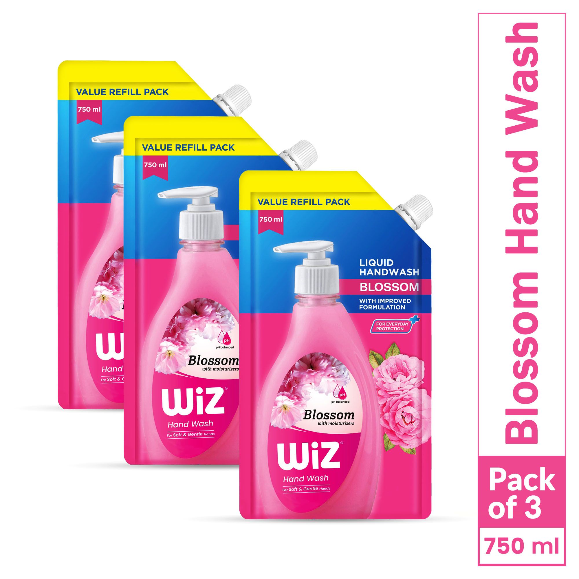 Wiz Blossom Handwash 750ml Refill Pouch (Pack of 3)