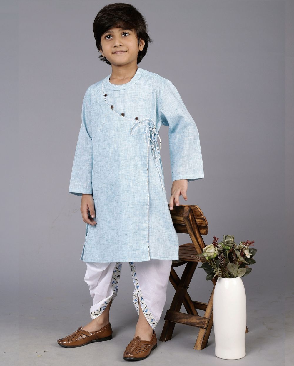 Blue Bagal Bandi Kurta and Dhoti Pant set