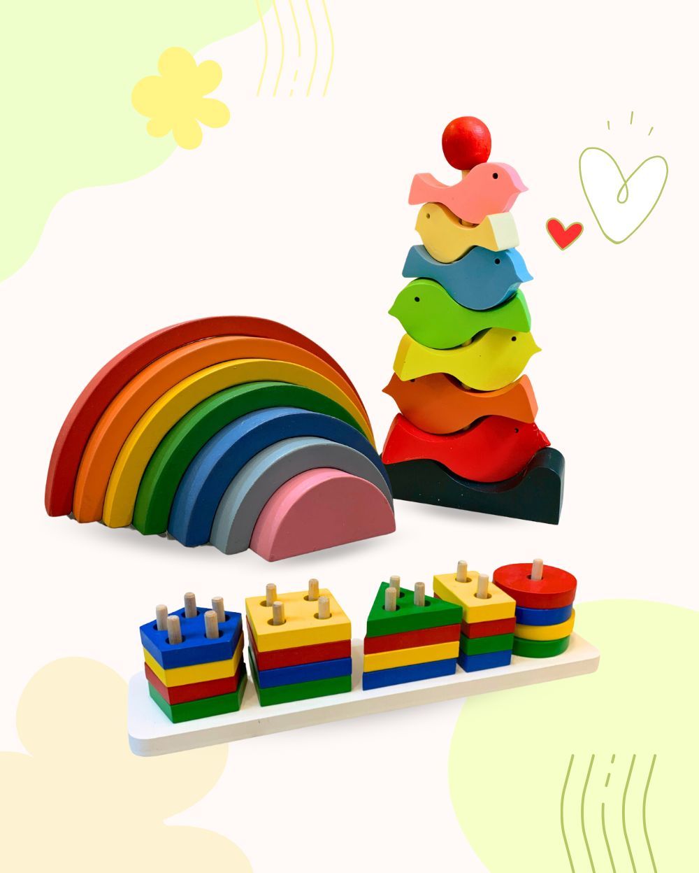 Wooden Stacking & Sorting Combo