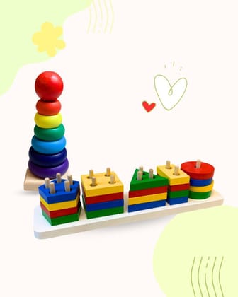 Wooden Stacking & Puzzle Duo