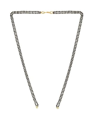 Double Line Black Pearl Mangalsutra Chain Without Pendant for Women (Yellow)