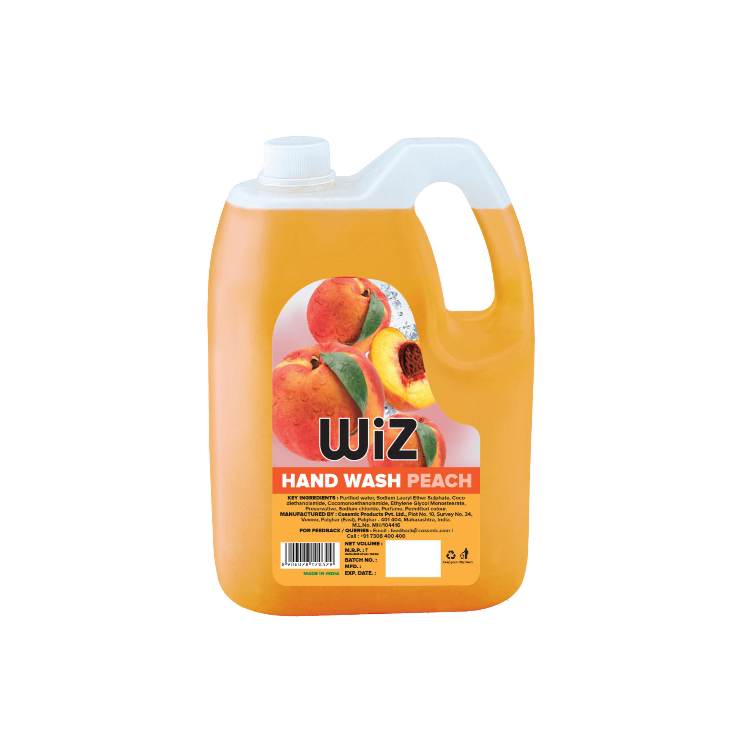 Wiz Peach Handwash 5 Litre Refill Can