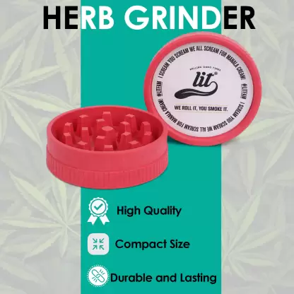 LIT 63mm, Classic Biodegradable Herb crusher, Grinder Medium with filter Hand Muller Grinder