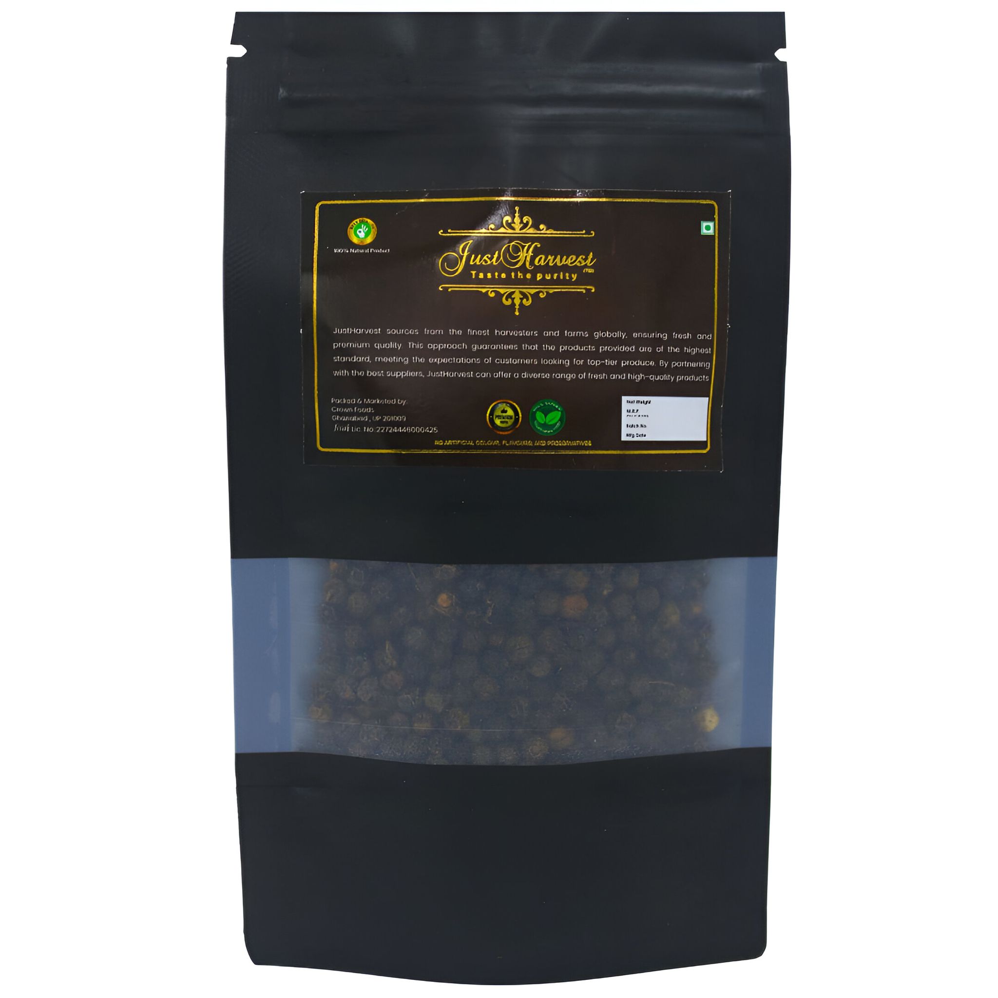 JustHarvest Whole Black Pepper (Kali Mirch), No Artificial Colours or Preservatives (50, Grams)