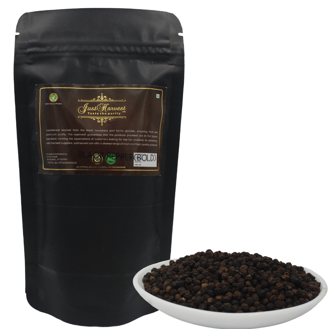 JustHarvest Whole Black Pepper (Kali Mirch), 100 Grams, No Artificial Colours or Preservatives