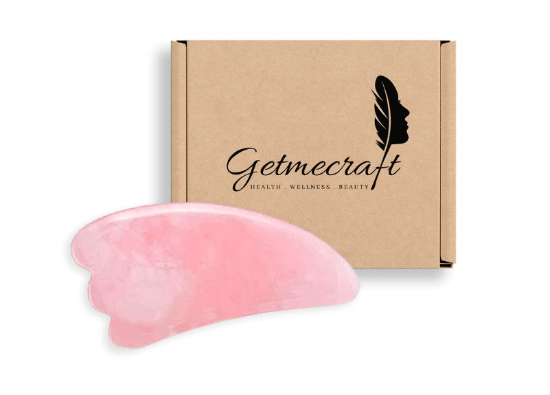 Getmecraft Pink Rose Quartz Gua Sha Facial Skin Care Sets-Therapeutic Relief and Skin Renewal -Premium All Natural Handmade Healing Stone Gua Sha Scraping Facial Massage Tools