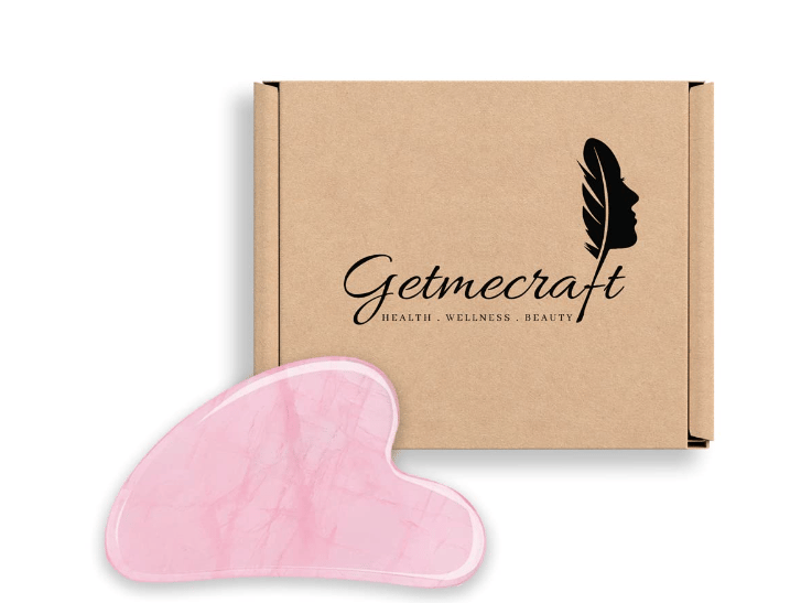 Getmecraft Rose Quartz Guasha Tool - Asian Beauty Secret, for Facial Microcirculation Removes Toxins Prevents Wrinkles Boost Radiance of Complexion - 100% Authentic & Genuine Rose Quartz