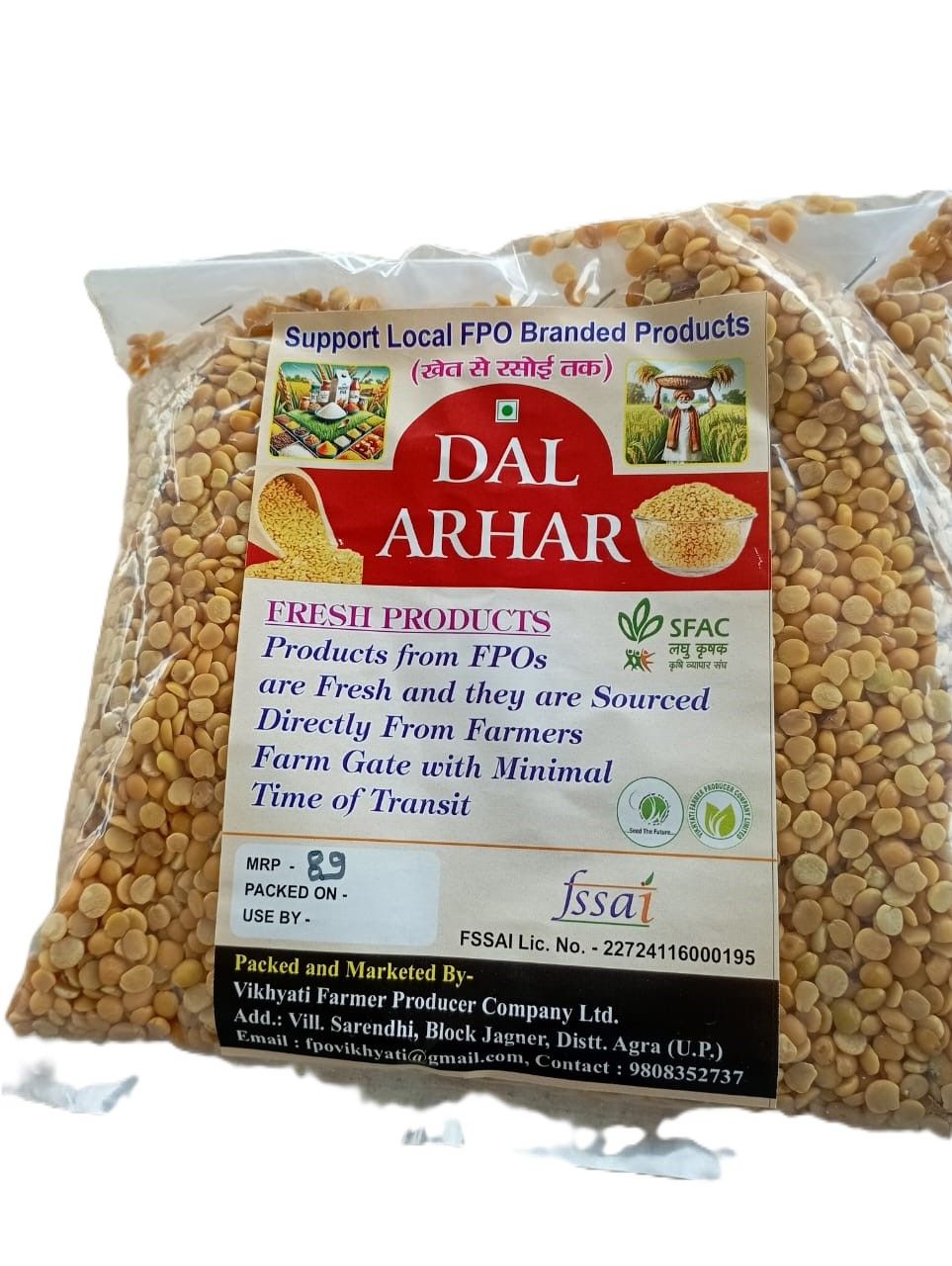 Buy Vikhyati Farmer Producer Company Ltd. Dal Arhar (Toor Dal) 500 gramOnline at Best Price in India - Vikhyati Farmer Producer Company Ltd.