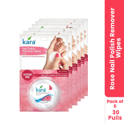 Kara Rose Nail Polish Remover Wipes 30 Pulls (Pack of 6)