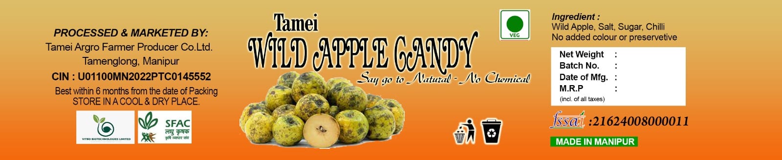 Tamei Wild Apple Candy - 250gm