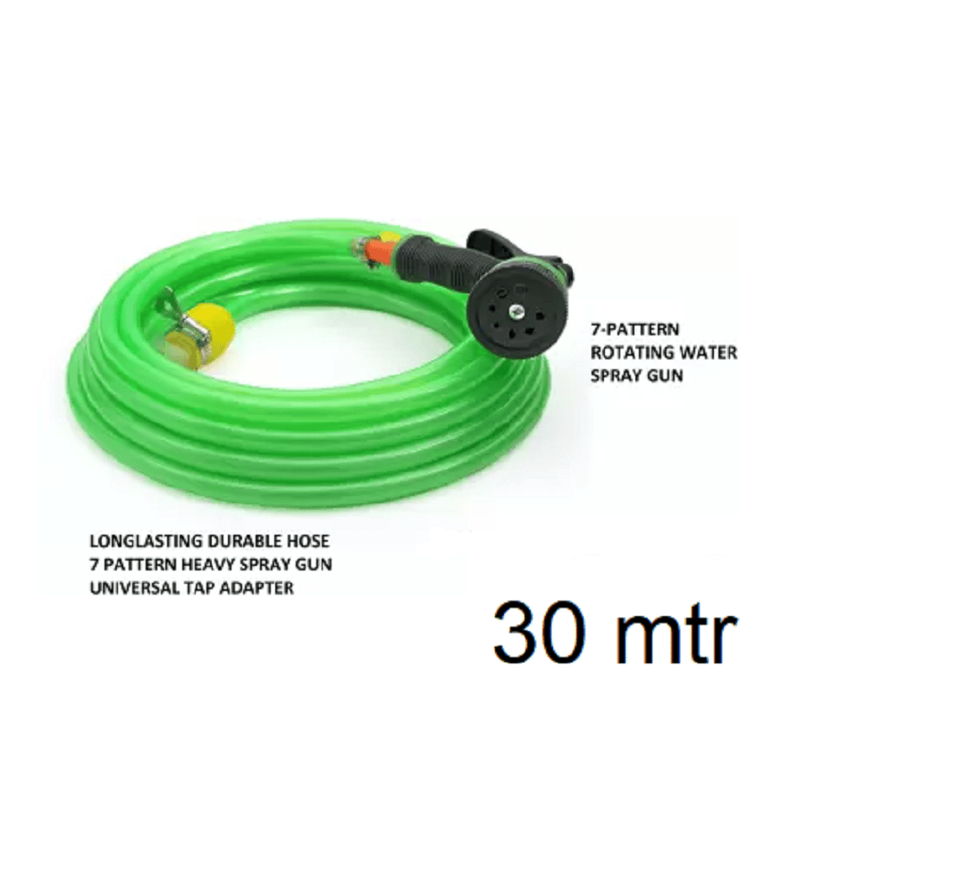 Greenery 30MTR PREMIUM HOSE GREEN 1/2" INCH WITH 8 MODE / PATTERN SPRAYER Hose Pipe