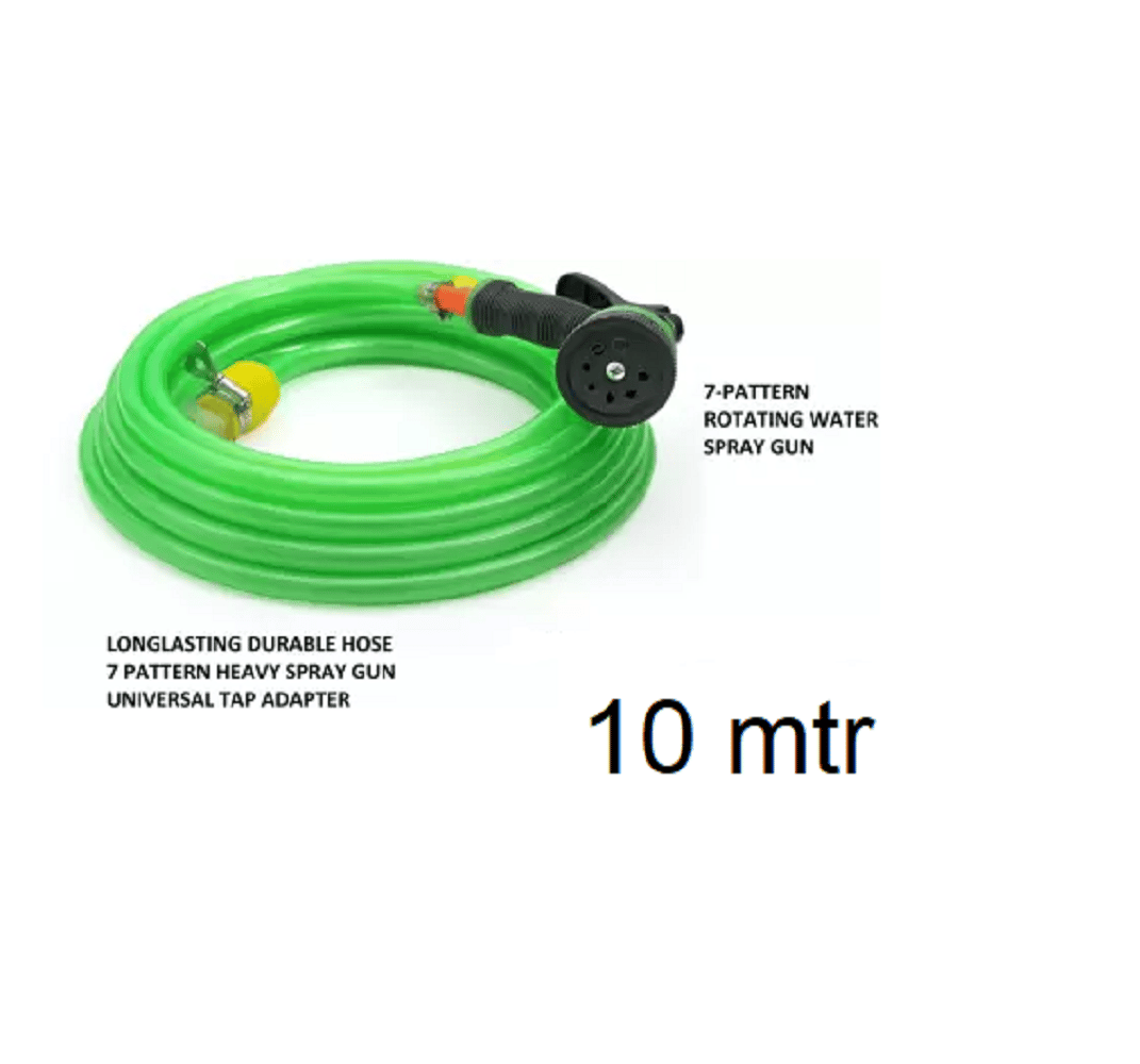 Greenery 10MTR PREMIUM HOSE GREEN 1/2" INCH WITH 8 MODE / PATTERN SPRAYER Hose Pipe