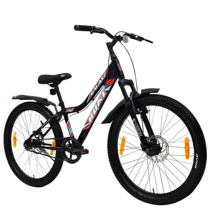 AVON Buke Galaxy 24T: Unisex Bike, Durable Frame, Disc Brakes, Stylish Design 24 T Hybrid Cycle/City Bike (Single Speed, Black)