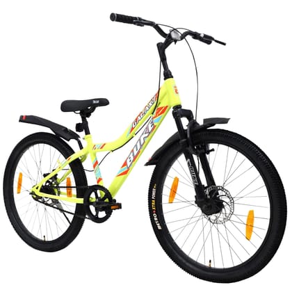 AVON Buke Galaxy 24T: Unisex Bike, Durable Frame, Disc Brakes, Stylish Design 24 T Hybrid Cycle/City Bike (Single Speed, Green)