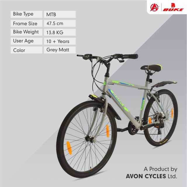 AVON Buke Spike26T 21S City cycle 26Inch Wheel 18.5Inch Steel frame Hybrid Cycle 26 T Hybrid Cycle City Bike 7 Gear Grey