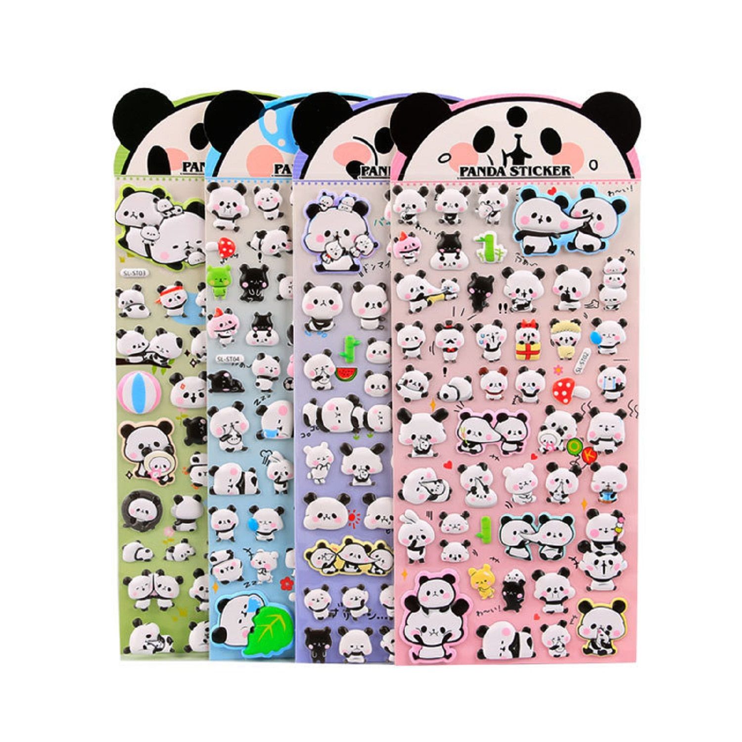 KTRS Enterprise Panda Three-Dimensional PVC Bubble Stickers Children's Stickers Kindergarten Children's Reward Stickers (Pack of 4)