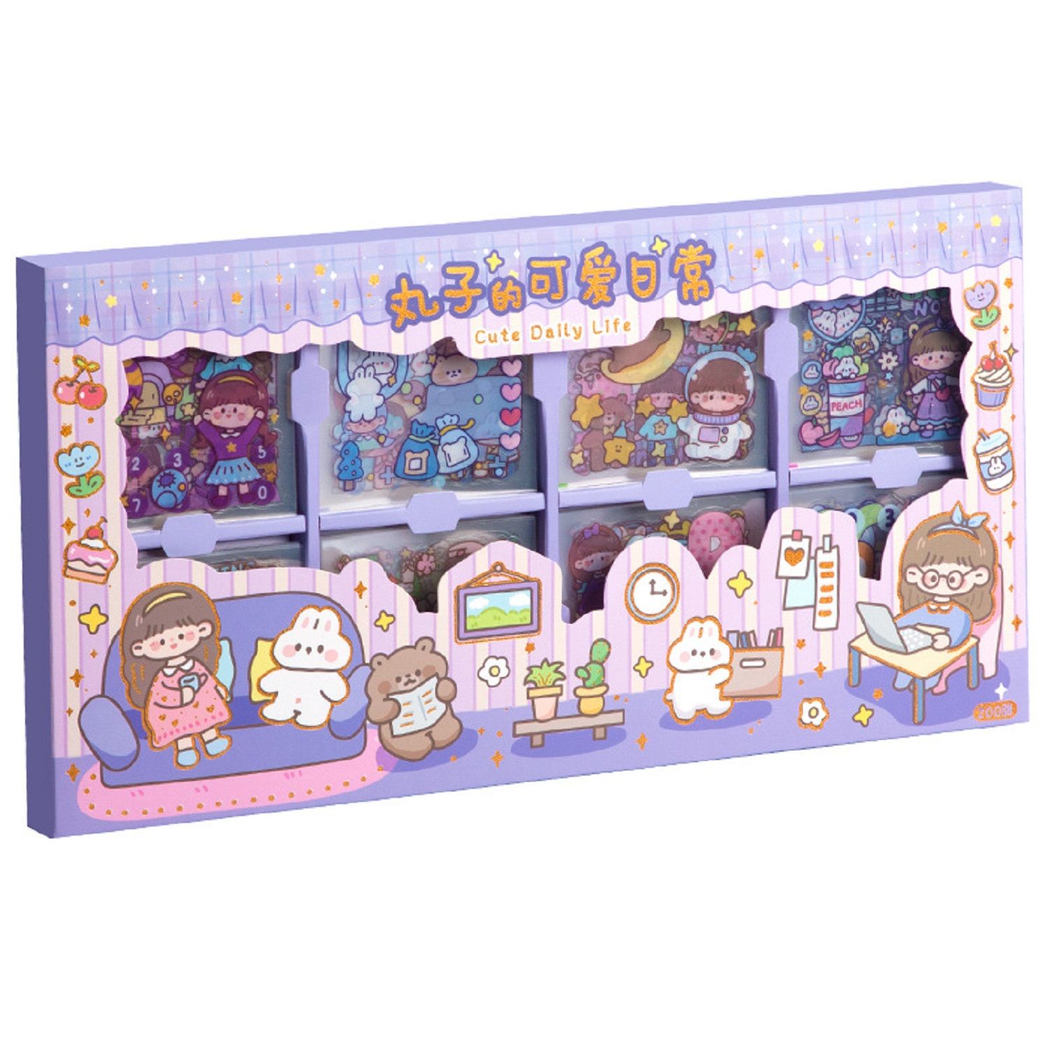 KTRS Enterprise SShopaholic PVC Cute Girl Theme Kawaii Stickers - 200 Sheets Cute Washi Stickers, Japanese Style Cartoon Girls Sticker Set, Stationery