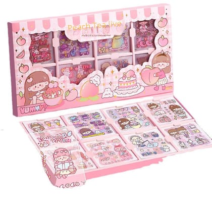 KTRS Enterprise SShopaholic PVC Cute Girl Theme Kawaii Stickers - 200 Sheets Cute Washi Stickers, Japanese Style Cartoon Girls Sticker Set, Stationery