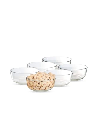 Ocean Assurance Glass Bowl, 4 1/2 " | Soda Lime Glass | Set of 6 | Clear & Transparent | Used to Serve Snacks, Desserts, Salads & Condiments |Home Party, Offices, Hotel & Restaurant