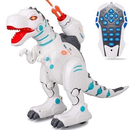 KTRS Enterprise Remote Control Waking Robot Dinosaur Toy for Kids - Fire Spray Effect, On Wheels, Wireless Remote Control, Sound & Music, Intelligent Robot Programming Early Education Toy