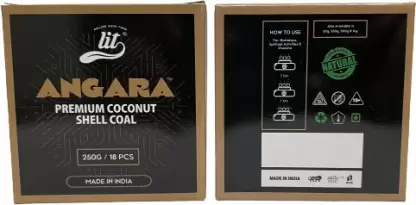 LIT Angara Premium Coconut Shell Coal, Long Burning, Low Smoke Barbeque Charcoal - (Charcoal 250 Gram) Hookah Charcoals  (Pack of 1)