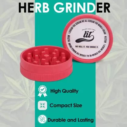 LIT 63mm, Classic Biodegradable Herb crusher, Grinder Medium with filter (GREEN) Hand Muller Grinder