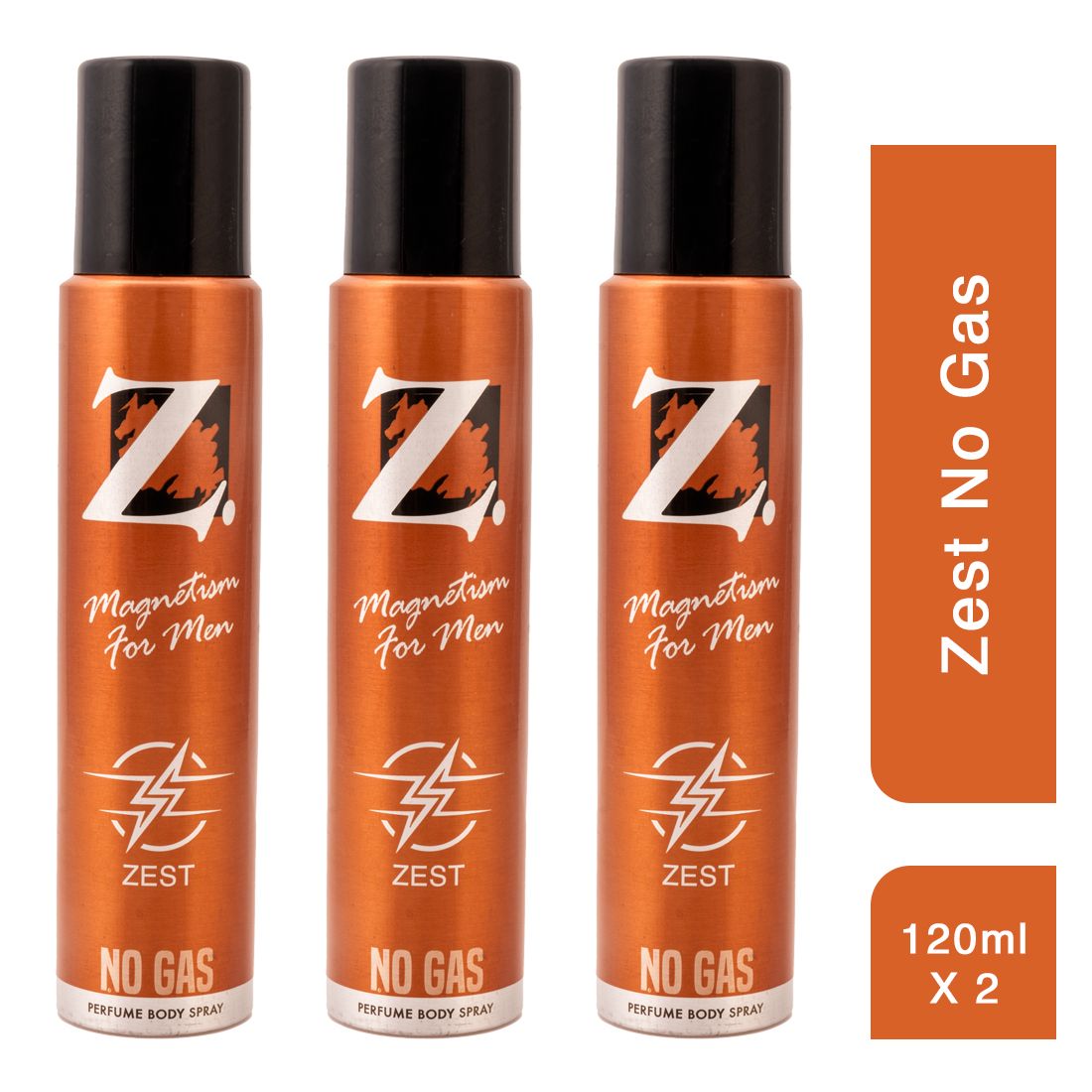 Z Men's Zest No Gas Deo,120ml X 3, Citrusy & Fresh Fragrance, Luxury deodorants, Prevents Odor, Refreshing Premium Aromatic Long lasting Perfume, Body Spray for Party, Office, Date (Pack of 3)