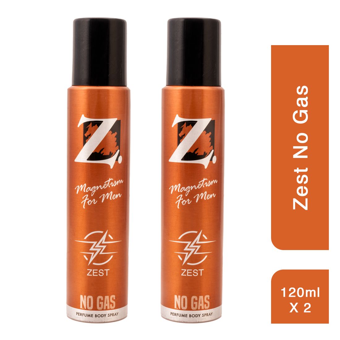 Z Men's Zest No Gas Deo, 120ml X 2, Citrusy & Fresh Fragrance, Luxury deodorants, Prevents Odor, Refreshing Premium Aromatic Long lasting Perfume, Body Spray for Party, Office, Date (Pack of 2)