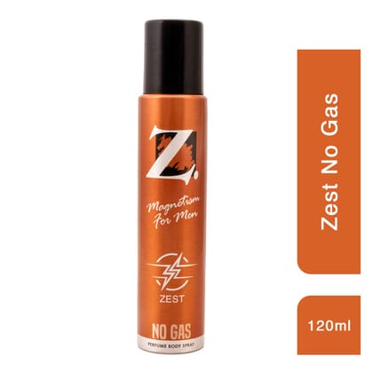 Z Men's Zest No Gas Deo, 120ml, Citrusy & Fresh Fragrance, Luxury deodorants, Prevents Odor, Refreshing Premium Aromatic Long lasting Perfume, Body Spray for Party, Office, Date