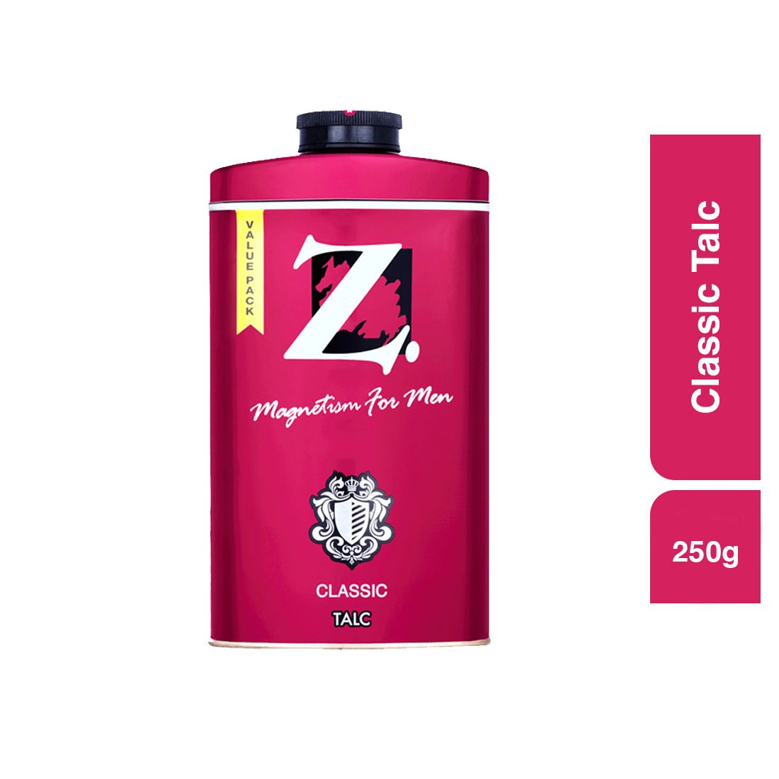 Z Men's Classic Talc, 250g, Woody & Musky Fragrance, Premium Perfumed Talcum Powder for Men, Prevents Odor, Smooth Texture, Long Lasting Freshness, Ideal for All Skin Types