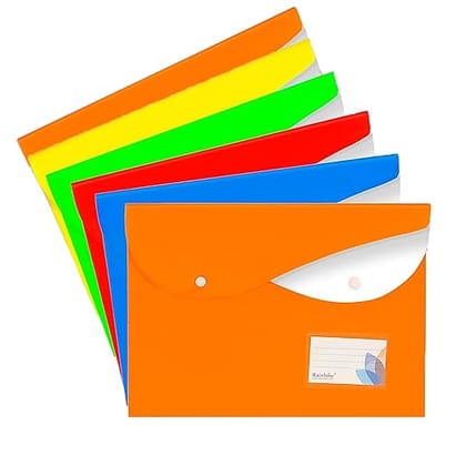 A4 Size Expanding Wallet File Folder, Plastic Expanding File Folder with Snap Button, Expanding File Organizer for School Office Supplies (Assorted Colors)