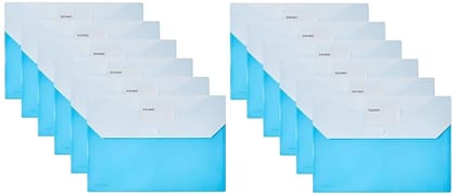 Plastic Envelopes Wallets Expanding File Folders with Snap Button for A4 Letter Size Paper, Blue