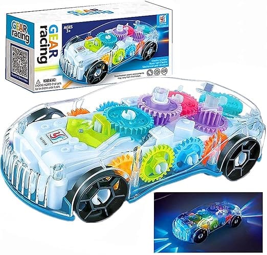 Storio 3D Baby Car Toy with 360 Degree Rotation, Gear Simulation Mechanical Car with Sound Music & Light Toys for Kids Boys & Girls