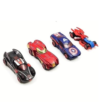 Kiddie Galaxia Mini Metal Car for Kids, Avenger Car Pack of 4 Mini Racers Series Diecast Cars Suitable for Children, Movie Vehicle Racing Cars for Competition and Story Play - Multicolor