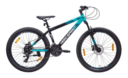 Hero Voltage 24T Geared Mountain Bicycle for Mens | Front Suspension | Dual Disc Brake | 21 Speed | Ideal for Adults | Black-Green