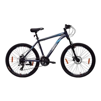 Hero Sprint Riot 26T MTB Geared Cycle| 21 Speed Shimano Gears with Dual Disc | Front-Suspension | Multi-Speed | Matt Grey | Ideal Age 12+ Years for Men and Women | Unisex