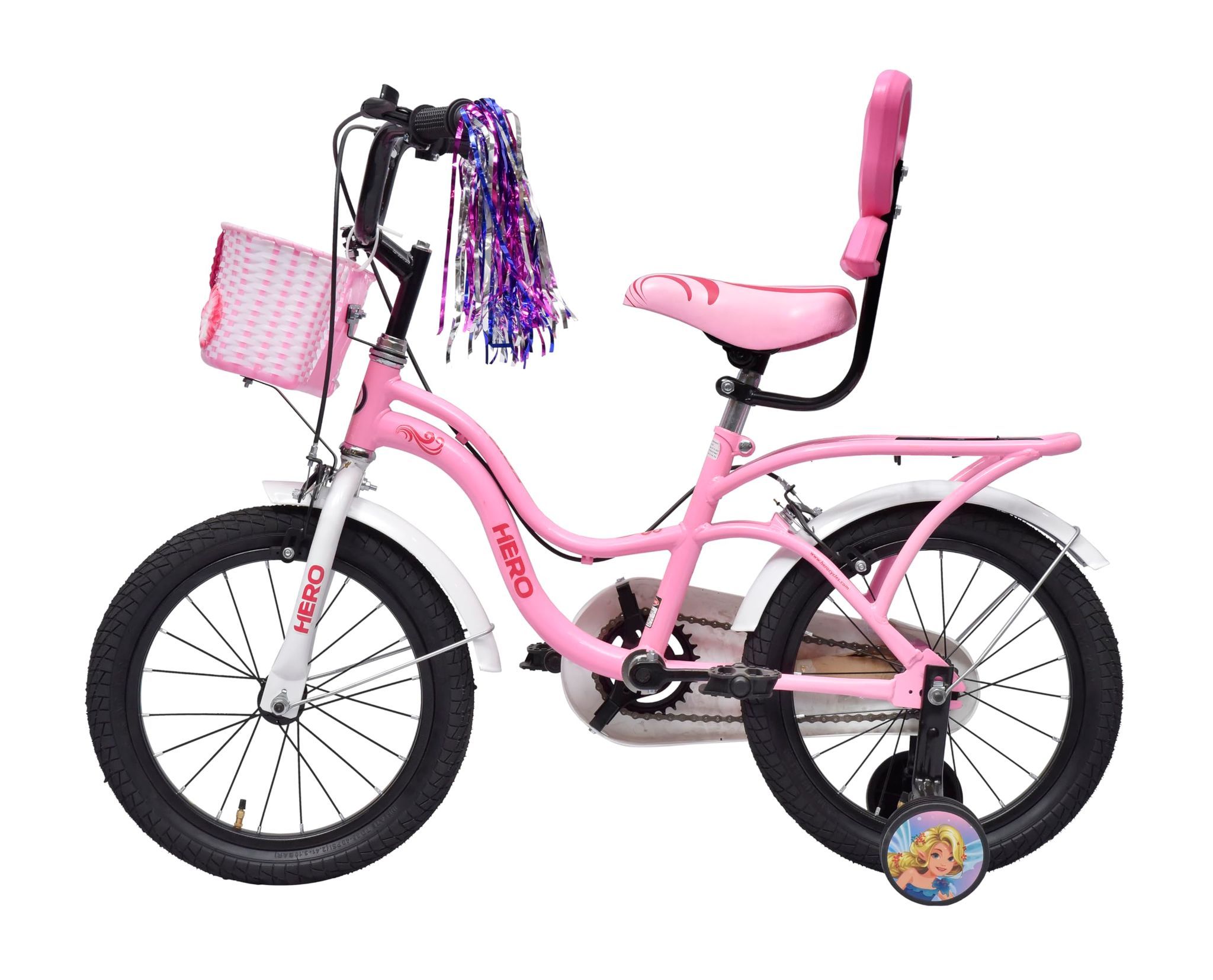 Hero Fairy 16T Bicycle for Kids | Single Speed | Pink-White | Ideal for Girls