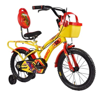 Hero Blaze 16T Bicycle for Kids | Single Speed | Yellow-Red