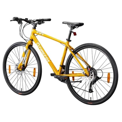 FIREFOX Volante D 700C T Hybrid Cycle/City Bike (18 Gear, Yellow) | Frame 21 Inch | 98% Assembled Cycle