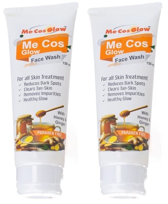 Me Cos Glow Honey Ginger Face Wash - Gentle Cleansing, Natural Glow, Antioxidant-Rich Formula for All Skin Types - 150ml | Pack of 2