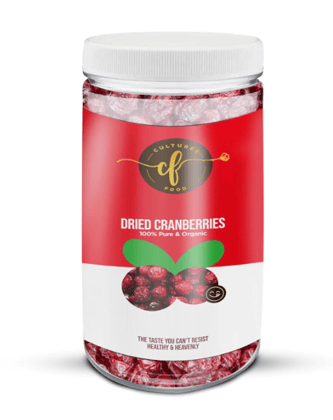 Cultures Food Pure & Organic Dried Cranberries 200g, Rich In Dietary Fiber, Antioxidants, Immunity Booster, Zero Cholesterol, Gluten Free, Zero Trans Fat, Plant Based Protein Fights With UTIs