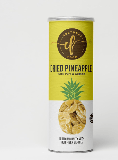 Cultures Food Pure Organic Dried Pineapple 200g, Rich In Fiber, Vitamine C, Collagen, Immunity Booster, Zero Cholesterol, Zero Trans Fat, Boost Skin Health, Gluten Free, Improve Blood Circulation